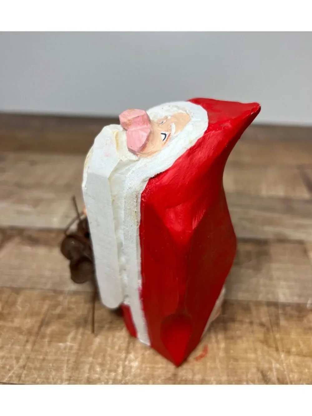 Dept 56 Wooden Santa Claus Figurine With Red Cloak & Boot Holiday Decoration
